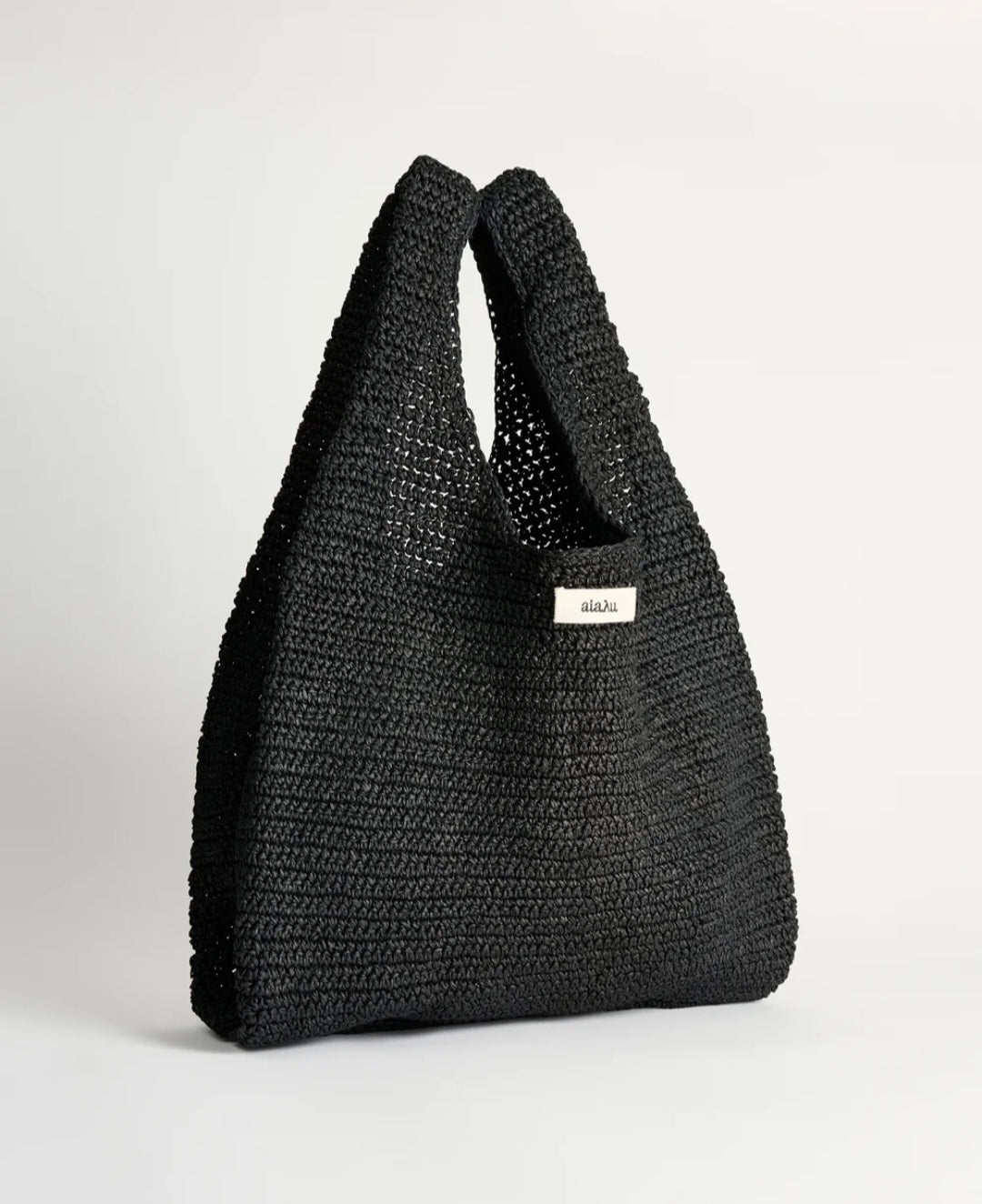 aiayu - Sophia Straw Bag, Medium, Black