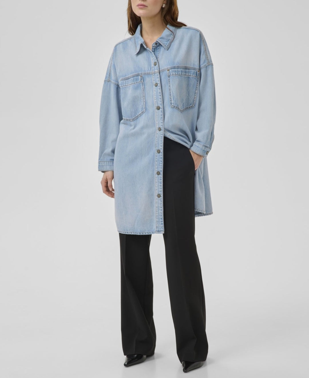 My Essential Wardrobe - MWHilma 171 OS Shirtdress, Light Blue Wash