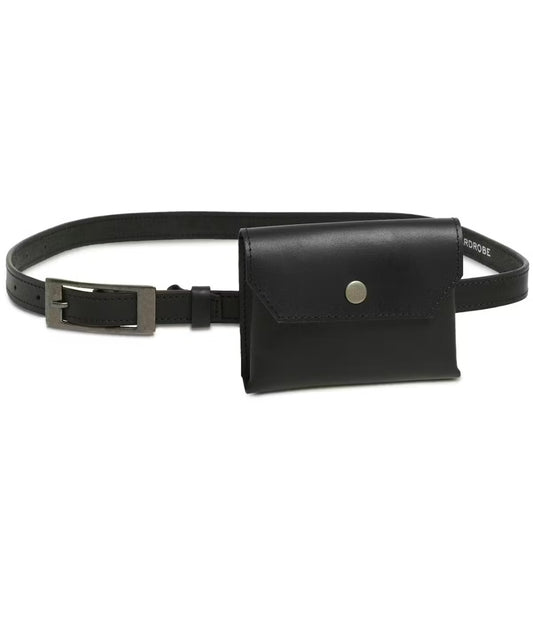 My Essential Wardrobe - MWHaper Leather Belt w/Bag, Black w/Silver Buckle