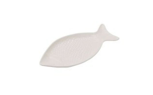 Caja Company - Fiskeformet Fad, Hvidt italiensk fajance, 40x17 cm.