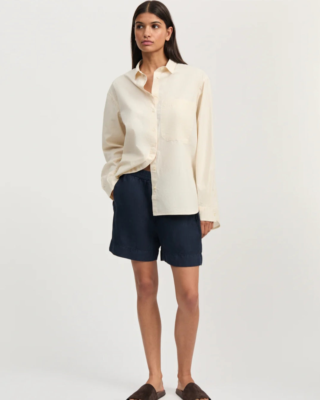 aiayu - Casual Shorts Linen, Navy