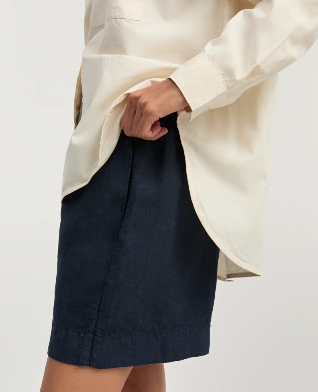 aiayu - Casual Shorts Linen, Navy