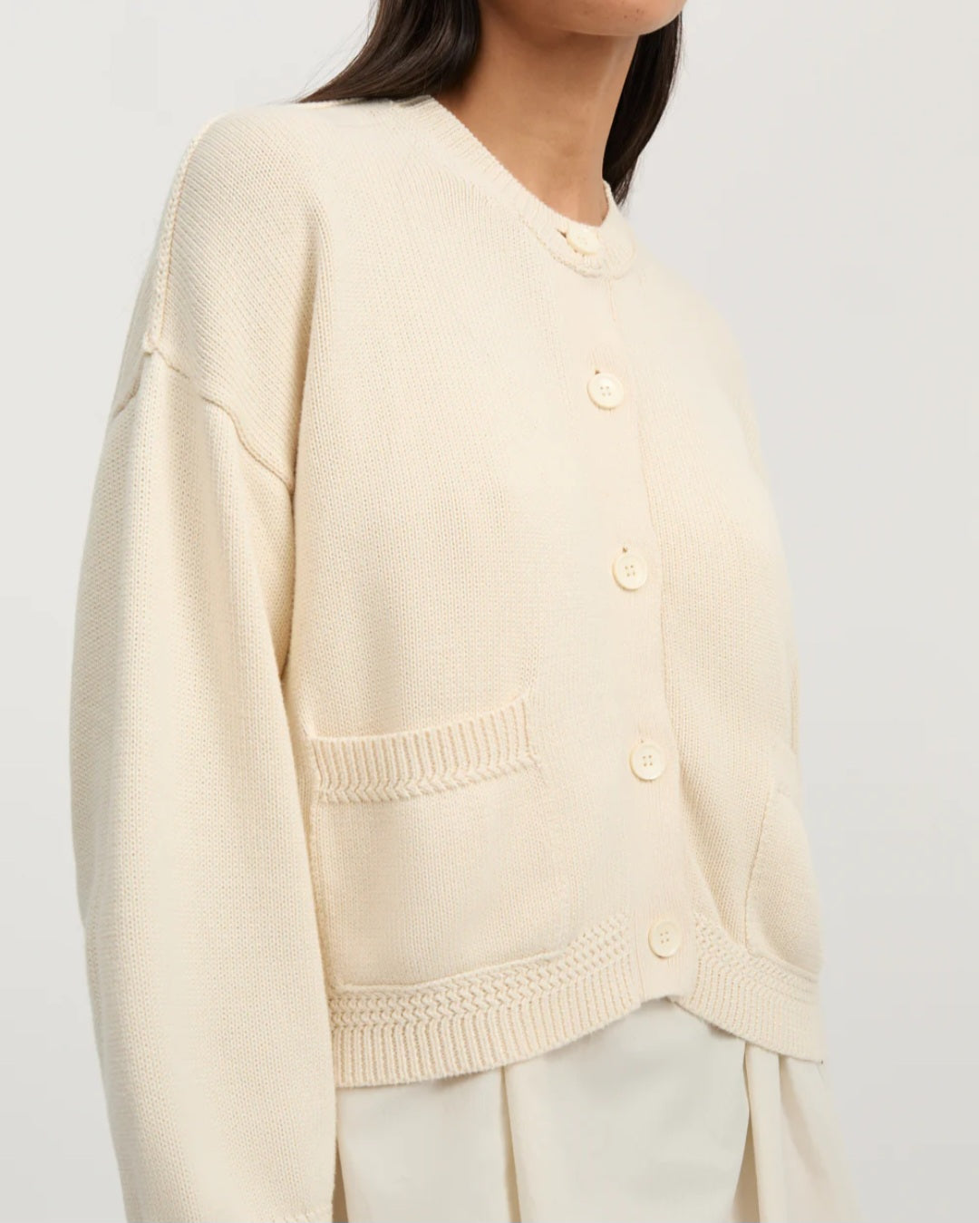 aiayu - Cobe Cotton Cardigan, Pure Ecru