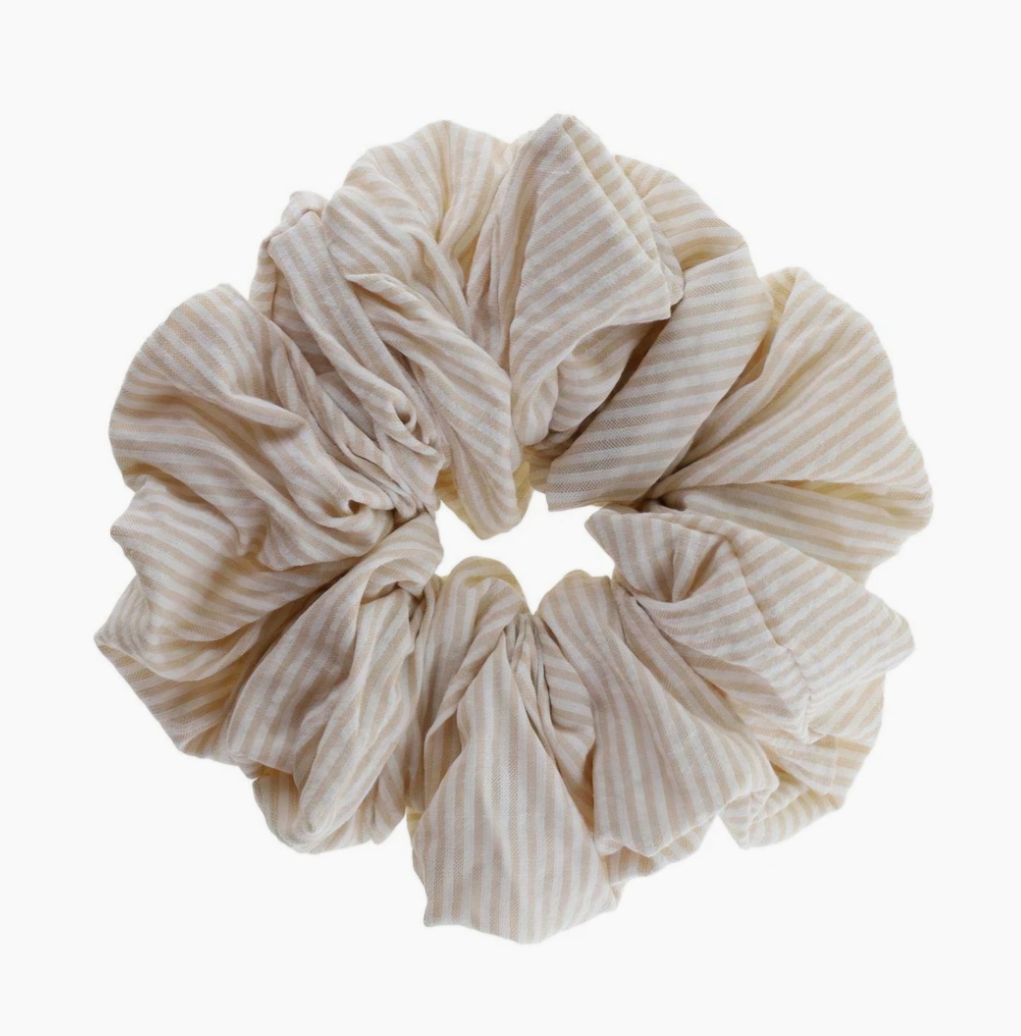 ByStær - Isabella Scrunchie, Fås i 4 farver - Beige/Hvid Strib, Rosa/Hvid Strib, Lilla/Hvid Strib & Gul/Hvid Strib
