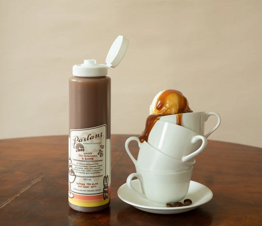 Pärlans Konfektyr Stockholm - Caramel Sauce, Squeeze bottle, 250 ml., Fås i 4 smagsvarianter