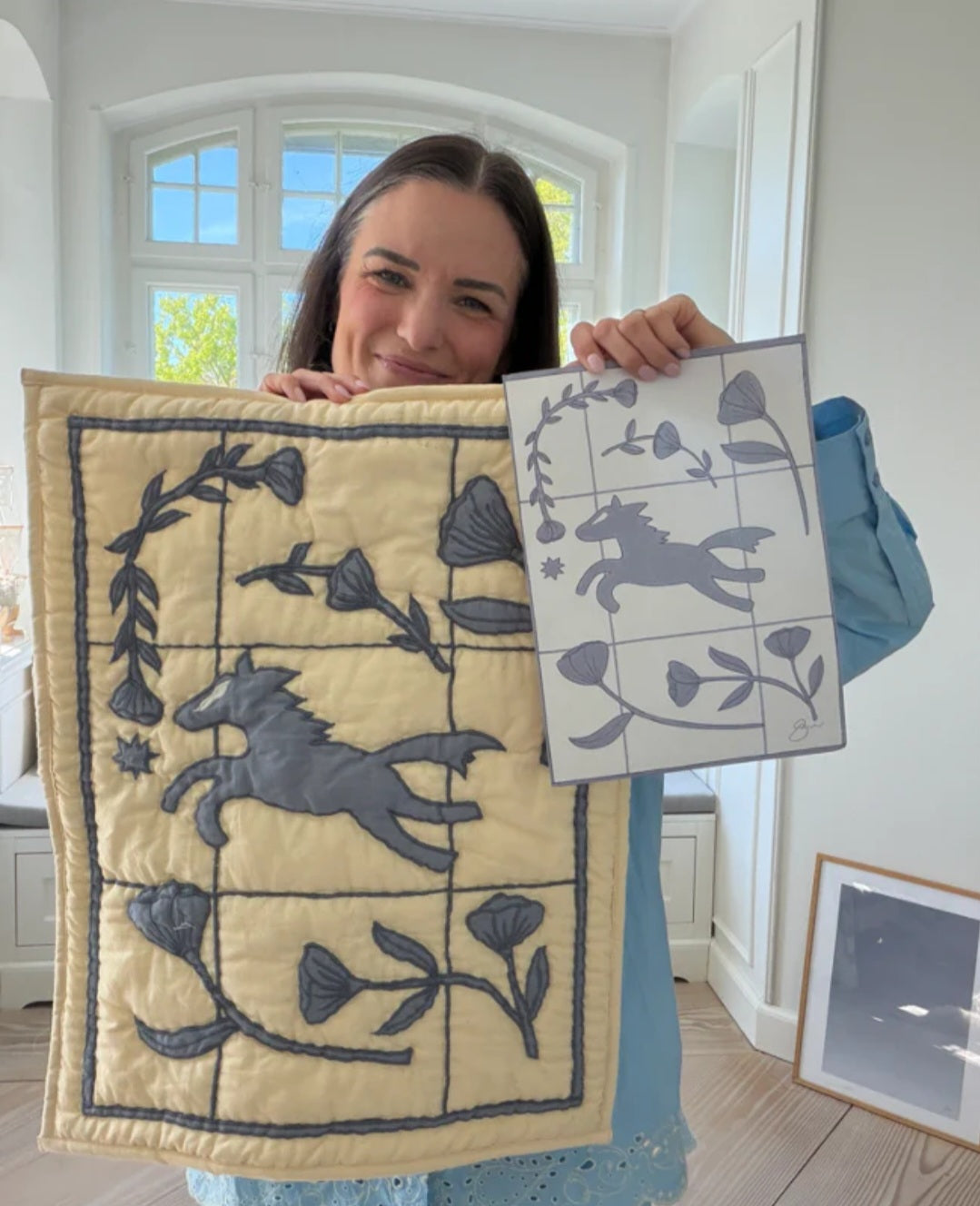 Jou Quilts - Wallhanging Art Piece/Horse, 45x60 cm.