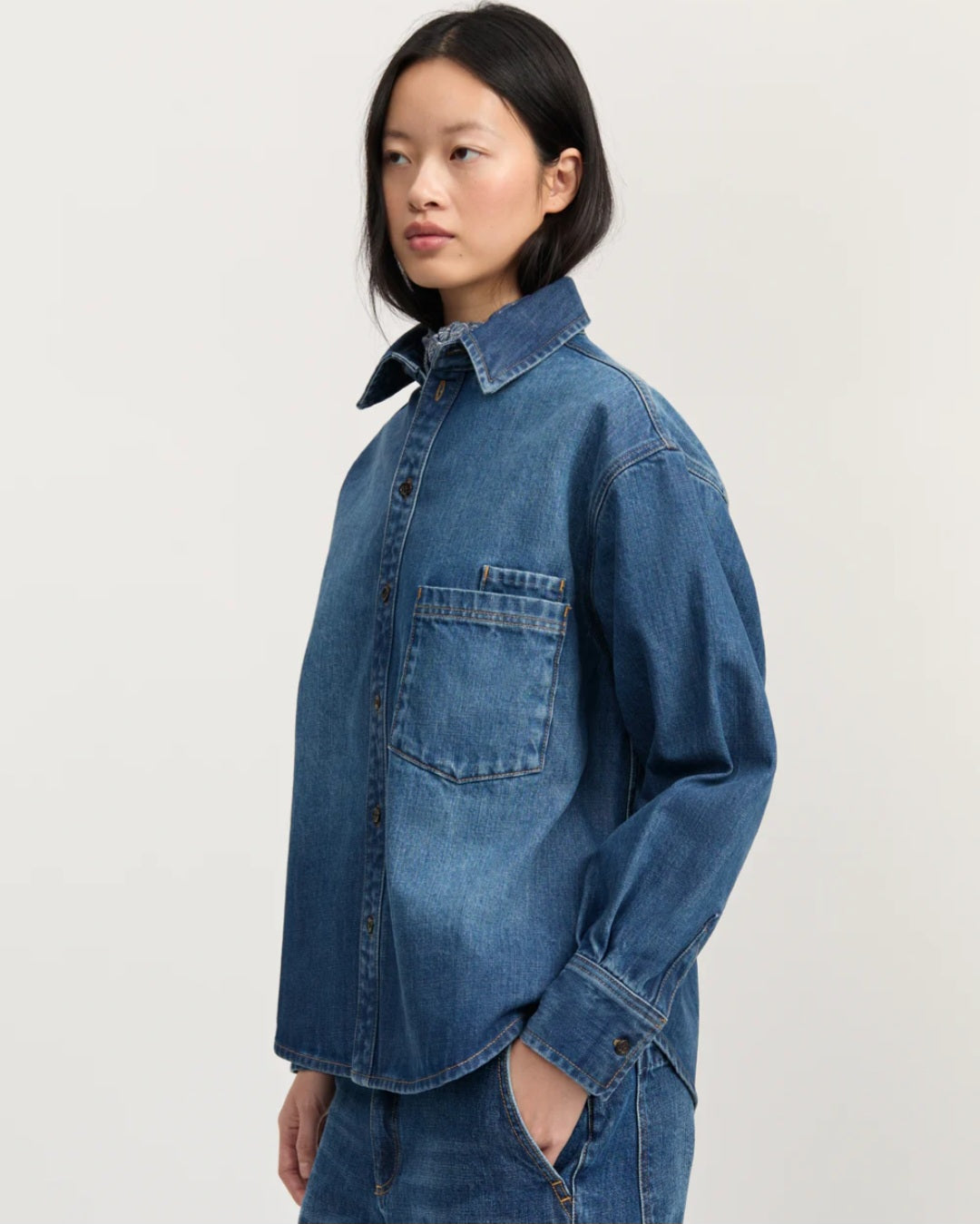 aiayu - Casy Shirt Denim, Worn Blue