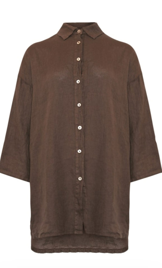 Tiffany - Jenna Oversized Linen Shirt, Fås i 2 farver - Mocca & White