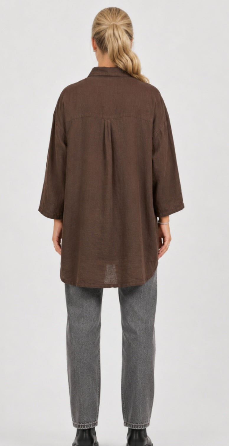Tiffany - Jenna Oversized Linen Shirt, Fås i 2 farver - Mocca & White