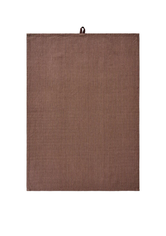Ib Laursen - Viskestykke, Daniella brun m/mørkebrune striber, B50xL70 cm.