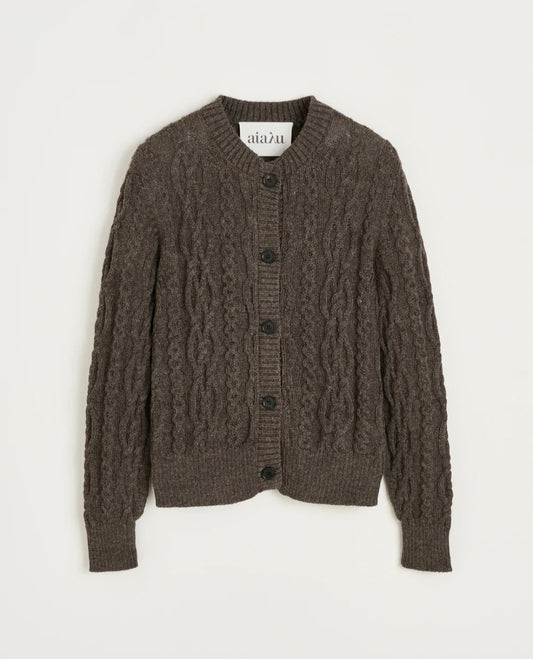 aiayu - Pala Cardigan, lama, Pure Smokey Brown