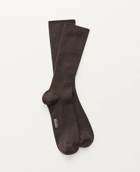 aiayu - Wool Rib Socks, Fås i 3 farver - Brown, Navy & Black