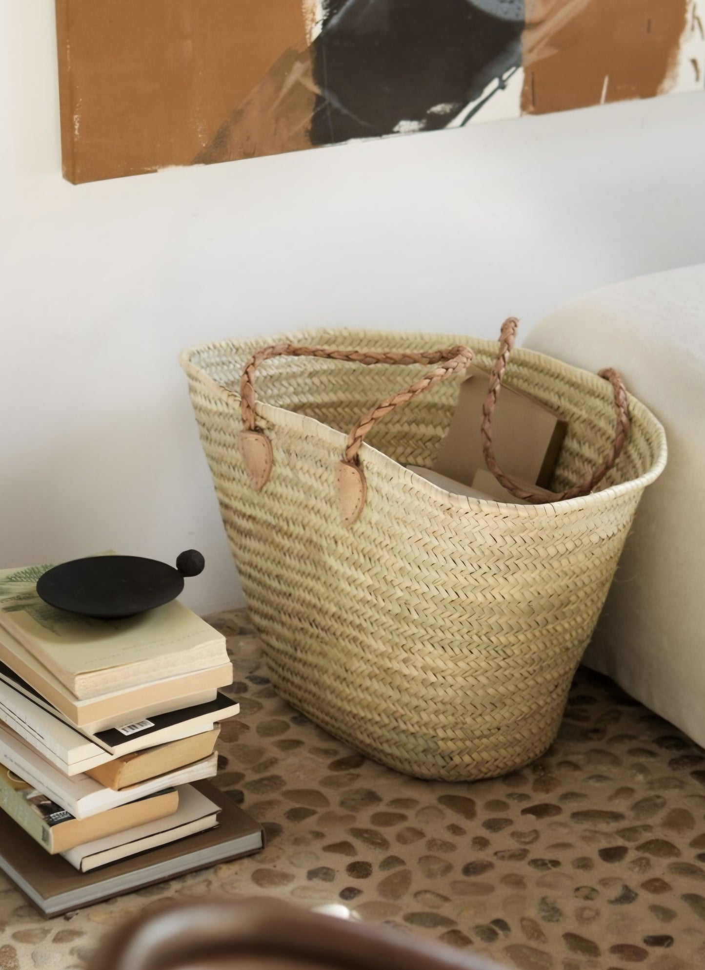 Tine K Home - Taske/Basket-M, Palmeblade, D55xH35 cm., Natur