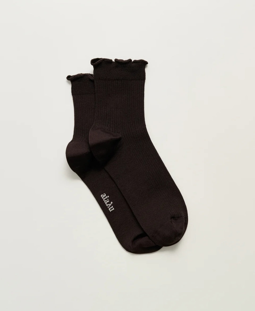 aiayu - Cotton Frill Socks, Chocolate