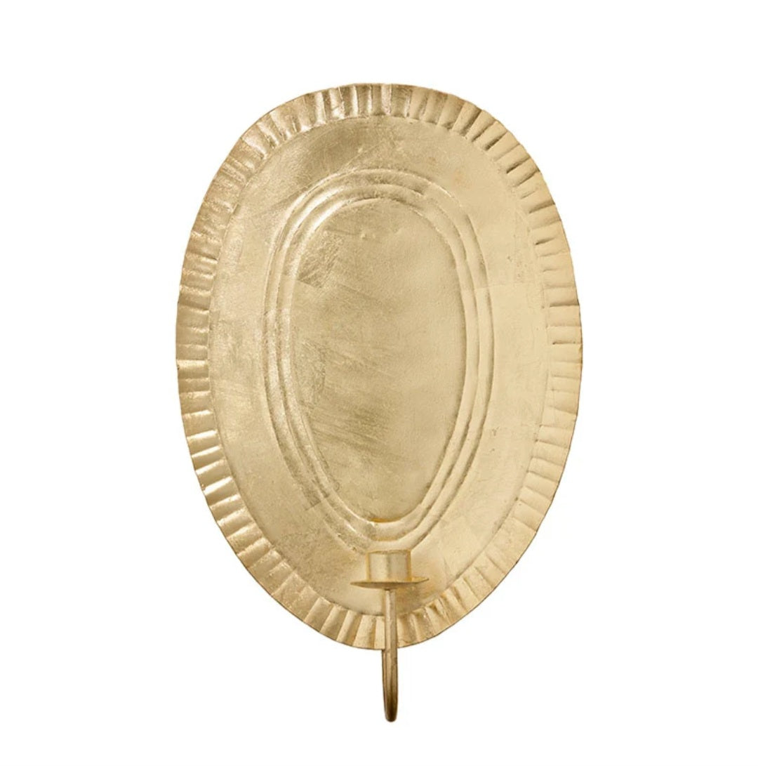 Bungalow - Wall Light Grooved Edge Ellipse, H33 cm., Golden