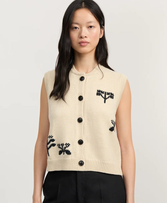 aiayu - Macha Vest, Highland Wool, Mix Pure Ecru