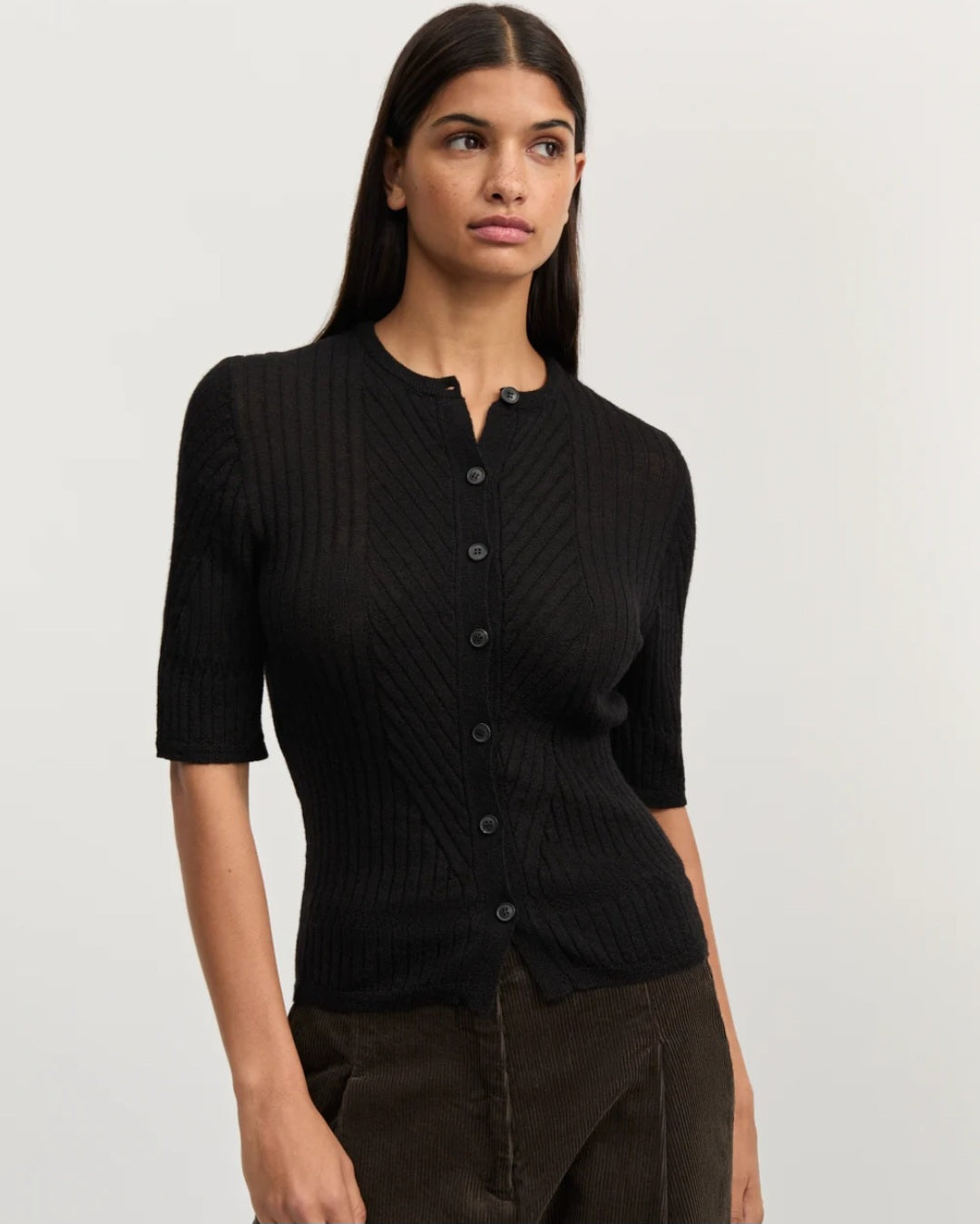 aiayu - Hira Cardigan, Llama, Black