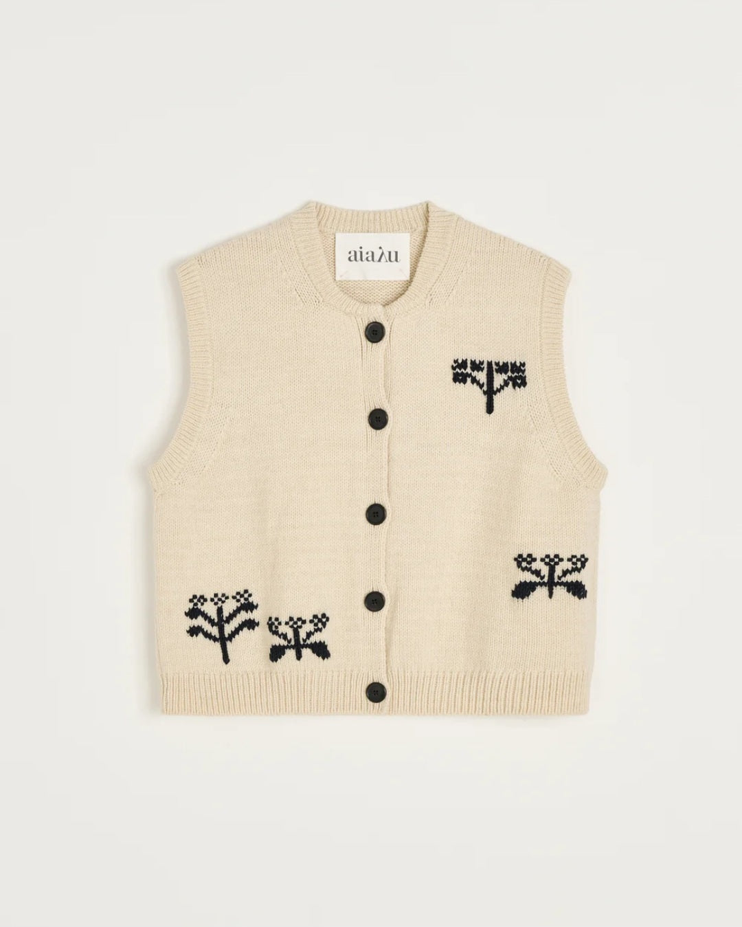 aiayu - Macha Vest, Highland Wool, Mix Pure Ecru