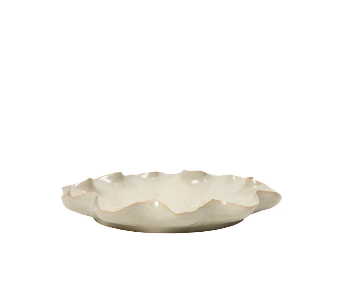 Broste Copenhagen - Cori Deko Tallerken, Keramik, White Cream - Fås i 2 varianter & størrelser