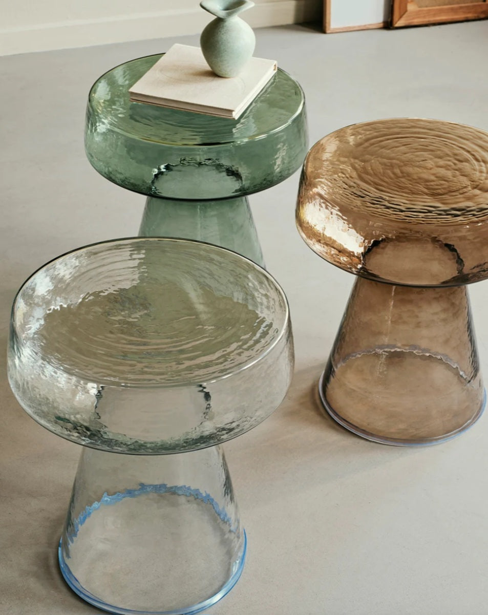 Broste Copenhagen - Clara Sidebord, Klart Glas, Ø39xH44 cm.