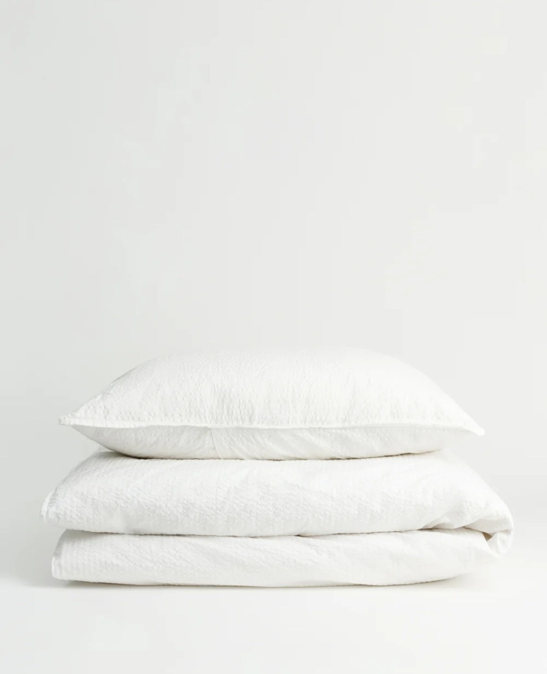 aiayu - Duvet Set Seersucker + Pillow Case, White, 140x200 cm.