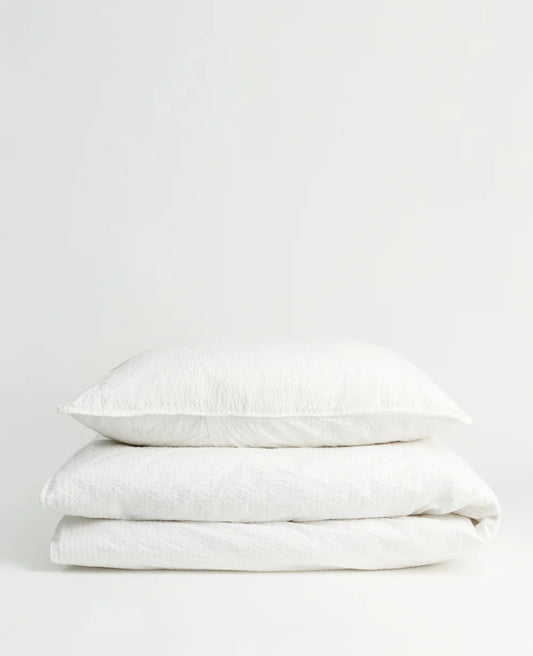aiayu - Duvet Set Seersucker + Pillow Case, White, 140x200 cm.