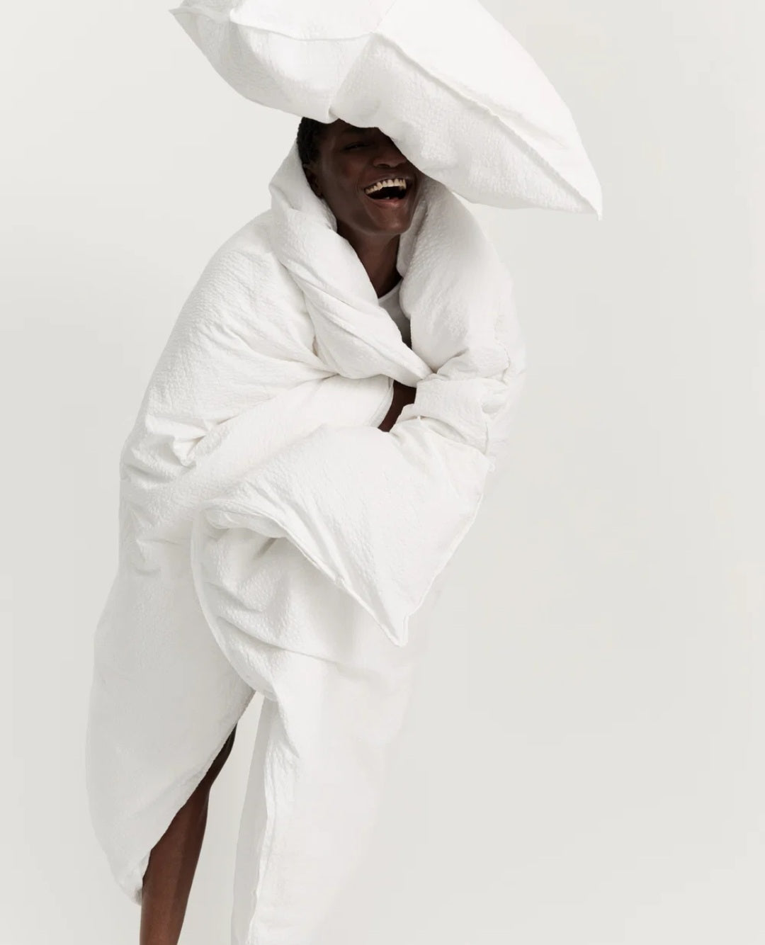 aiayu - Duvet Set Seersucker + Pillow Case, White, 140x200 cm.