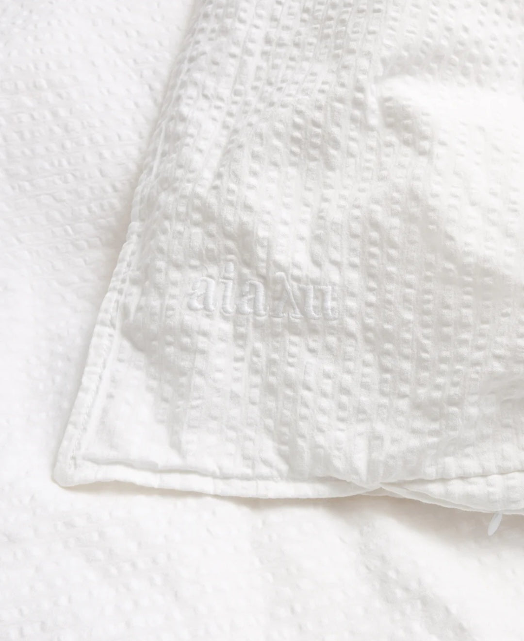 aiayu - Duvet Set Seersucker + Pillow Case, White, 140x200 cm.