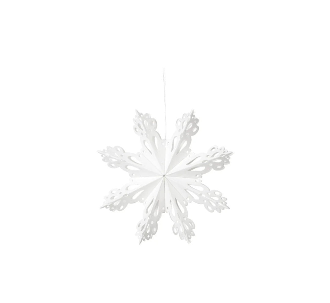Broste Copenhagen - Snowflake Stjerne, White, Ø15 cm., Fås i 2 størrelser - Ø15 cm. & Ø30 cm.