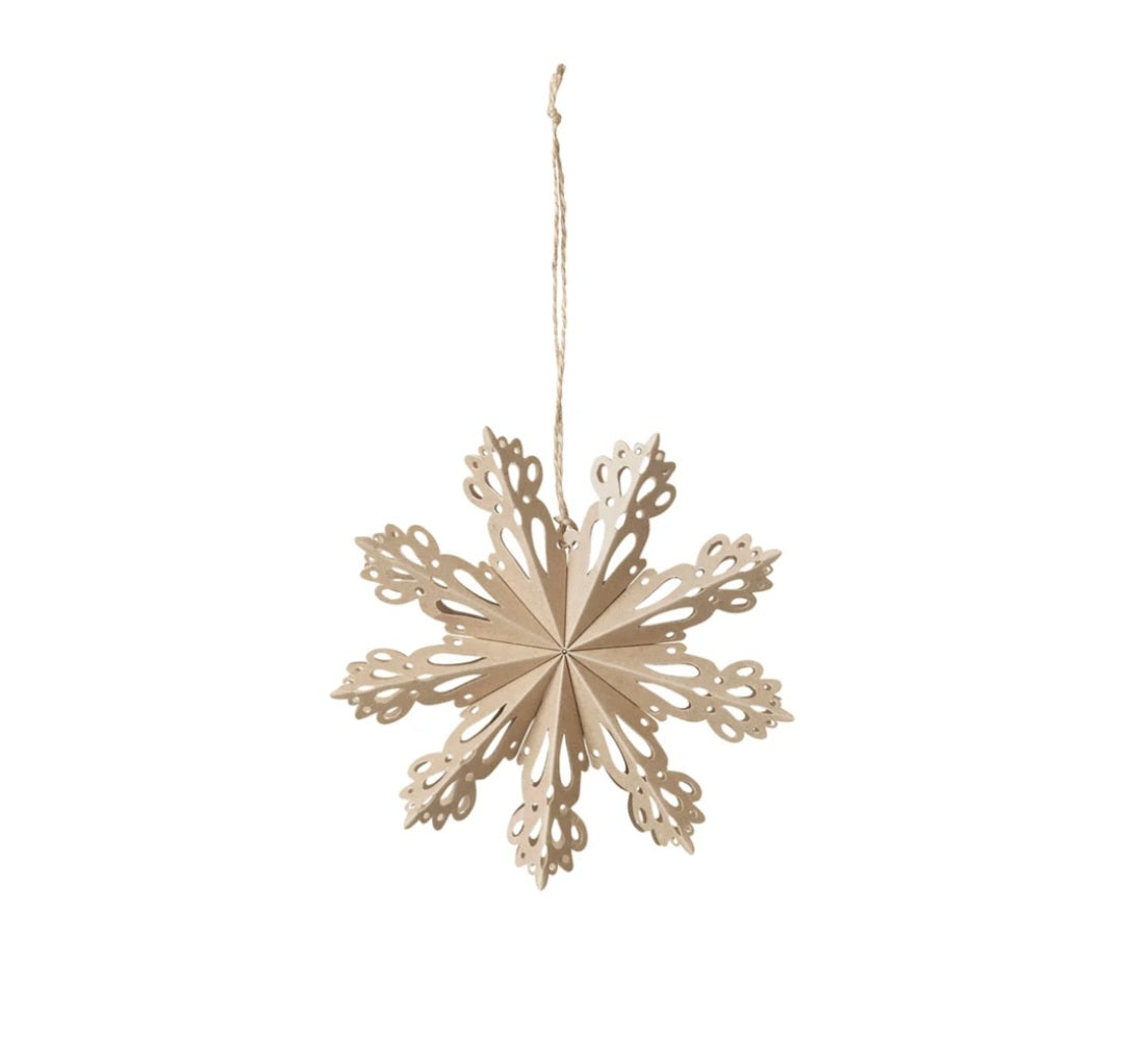 Broste Copenhagen - Snowflake Stjerne, Natural Brown, Fås i 2 størrelser - Ø15 cm. & Ø30 cm.