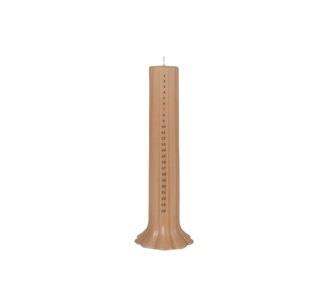Broste Copenhagen - Heli Kalenderlys, Ø5xH30 cm., Fås i 2 farver - Walnut & Moonlight Haze