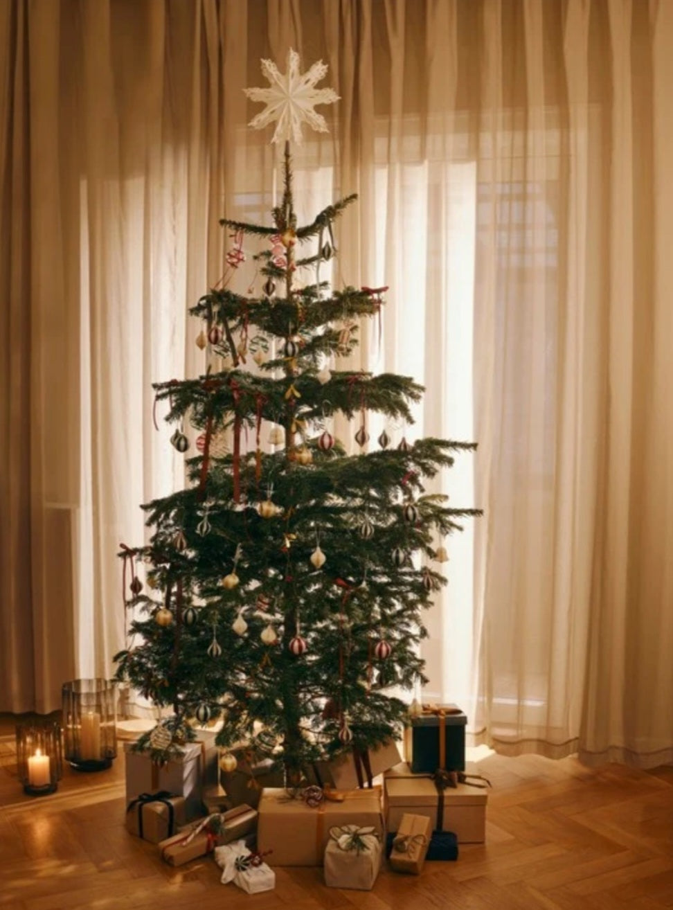 Broste Copenhagen - Joy Juletræspynt, Sæt af 3 stk.,  Fås i 2 farvevarianter - Deep Red/Soft Pink & Off White/Beige