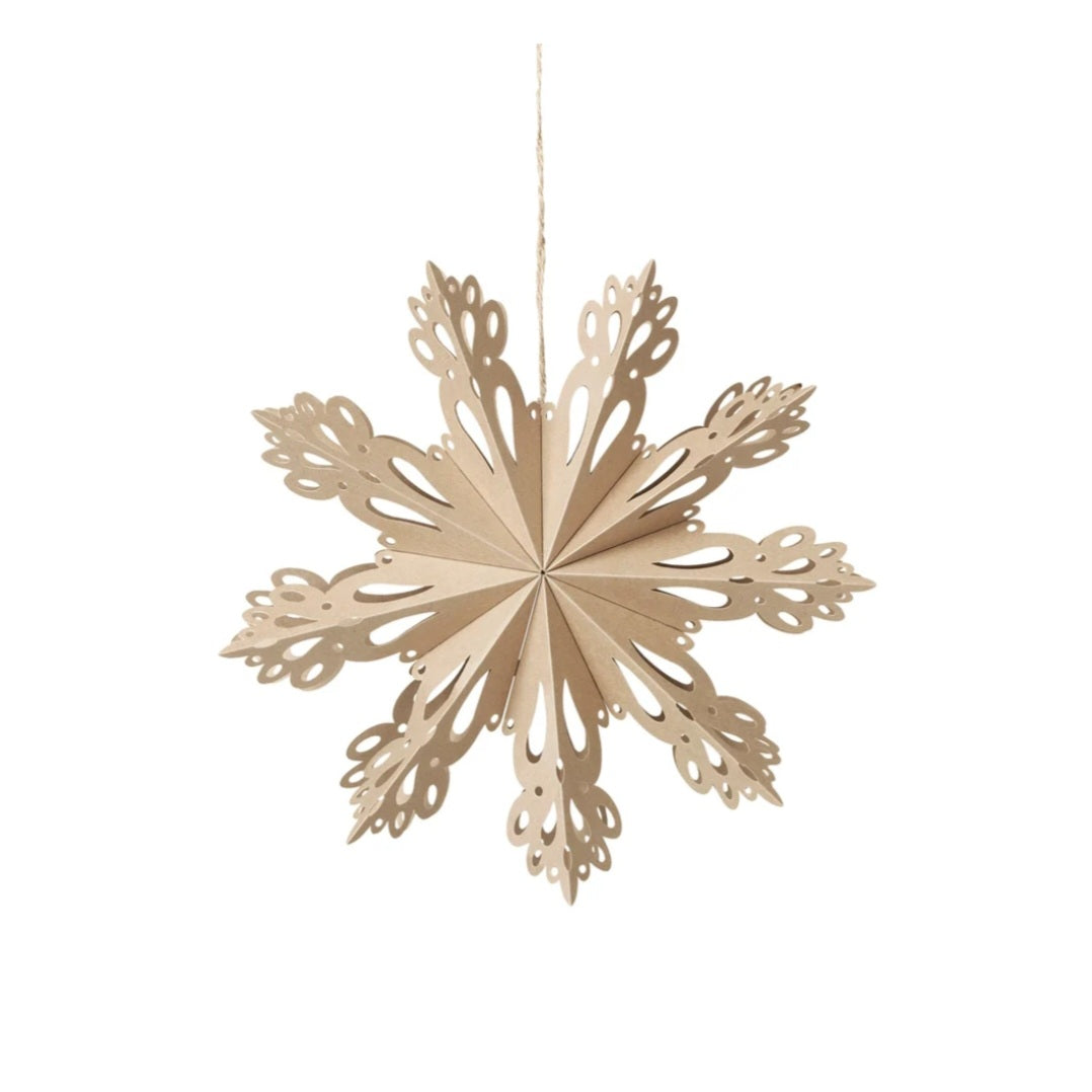 Broste Copenhagen - Snowflake Stjerne, Natural Brown, Fås i 2 størrelser - Ø15 cm. & Ø30 cm.