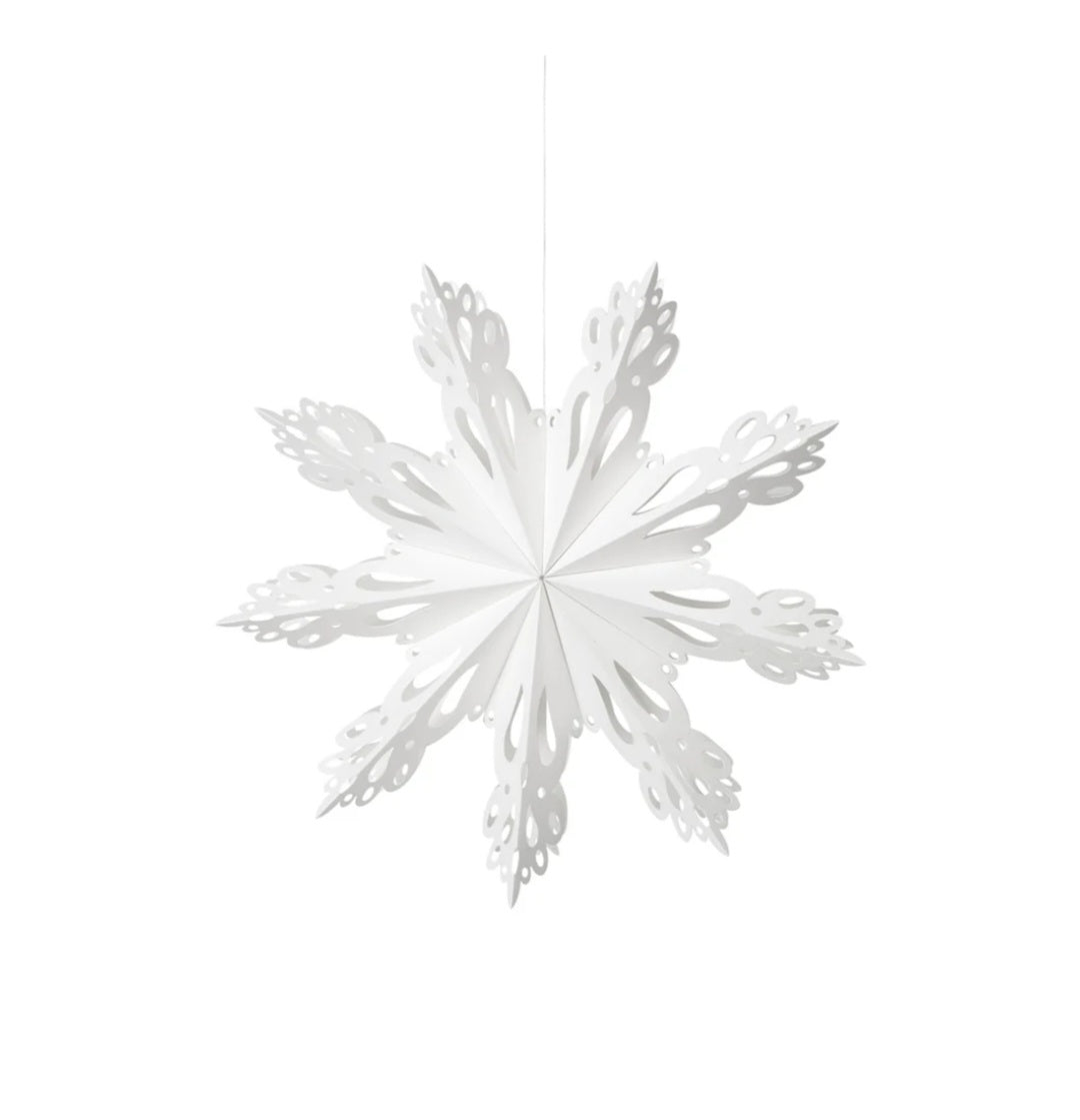 Broste Copenhagen - Snowflake Stjerne, White, Ø15 cm., Fås i 2 størrelser - Ø15 cm. & Ø30 cm.