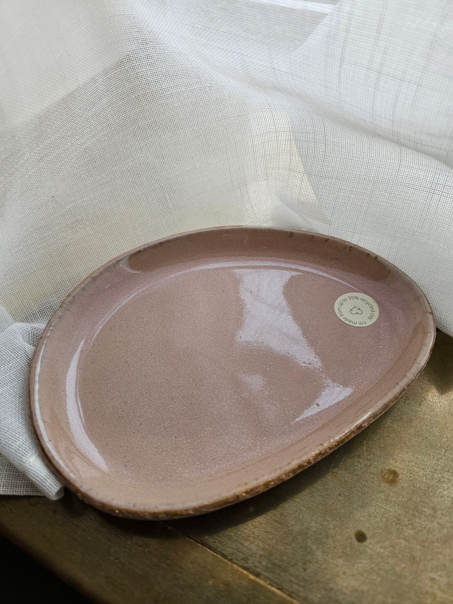 AU Maison - Asymmetrisk Tallerken, Recycled Keramik, L16xØ12 cm., Lilla