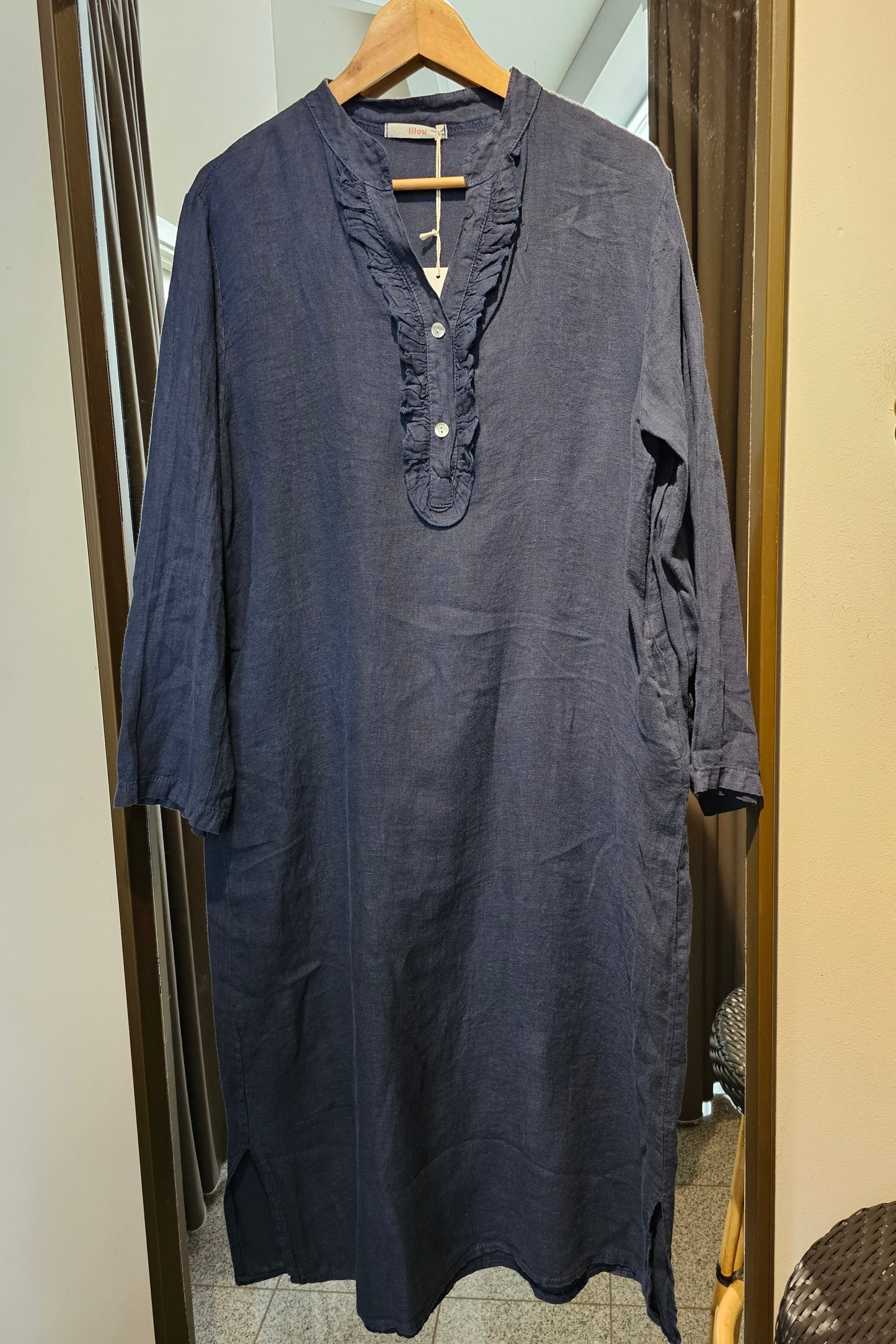Lou Lou Clothing - Hør-Kjole/Kaftan, Fås i 4 farver - Creme, Rosa, Rosabrun & Navy