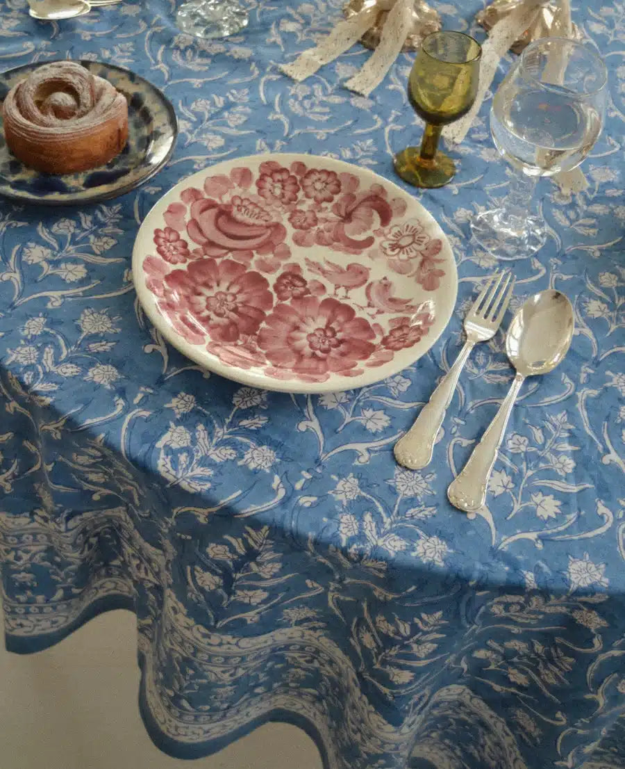 Sissel Edelbo - Noor Block Print Tablecloth, Sapphire Blue