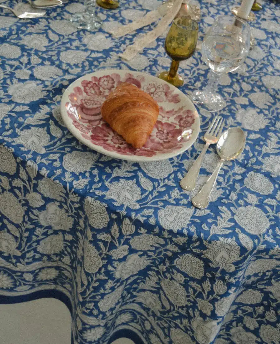 Sissel Edelbo - Noor Block Print Tablecloth, Lapiz Lazuli