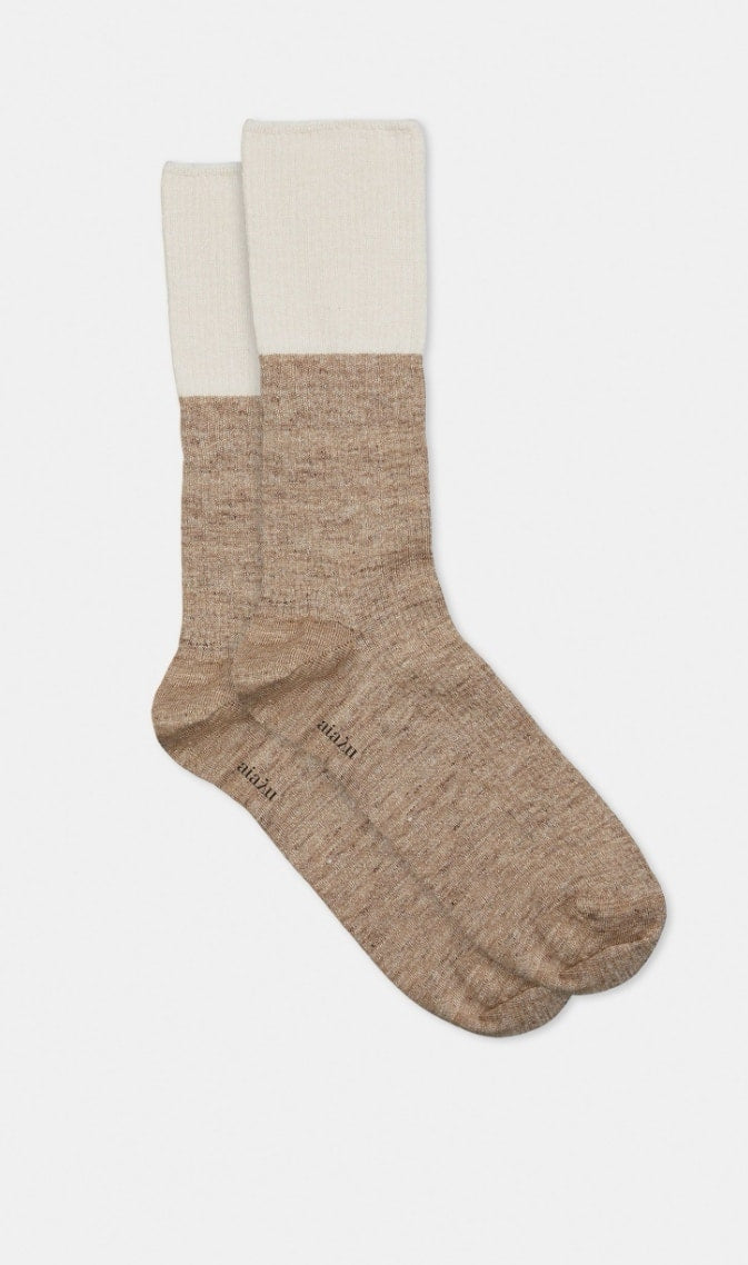 Aiayu - Linen Rib Socks, Mix Linen