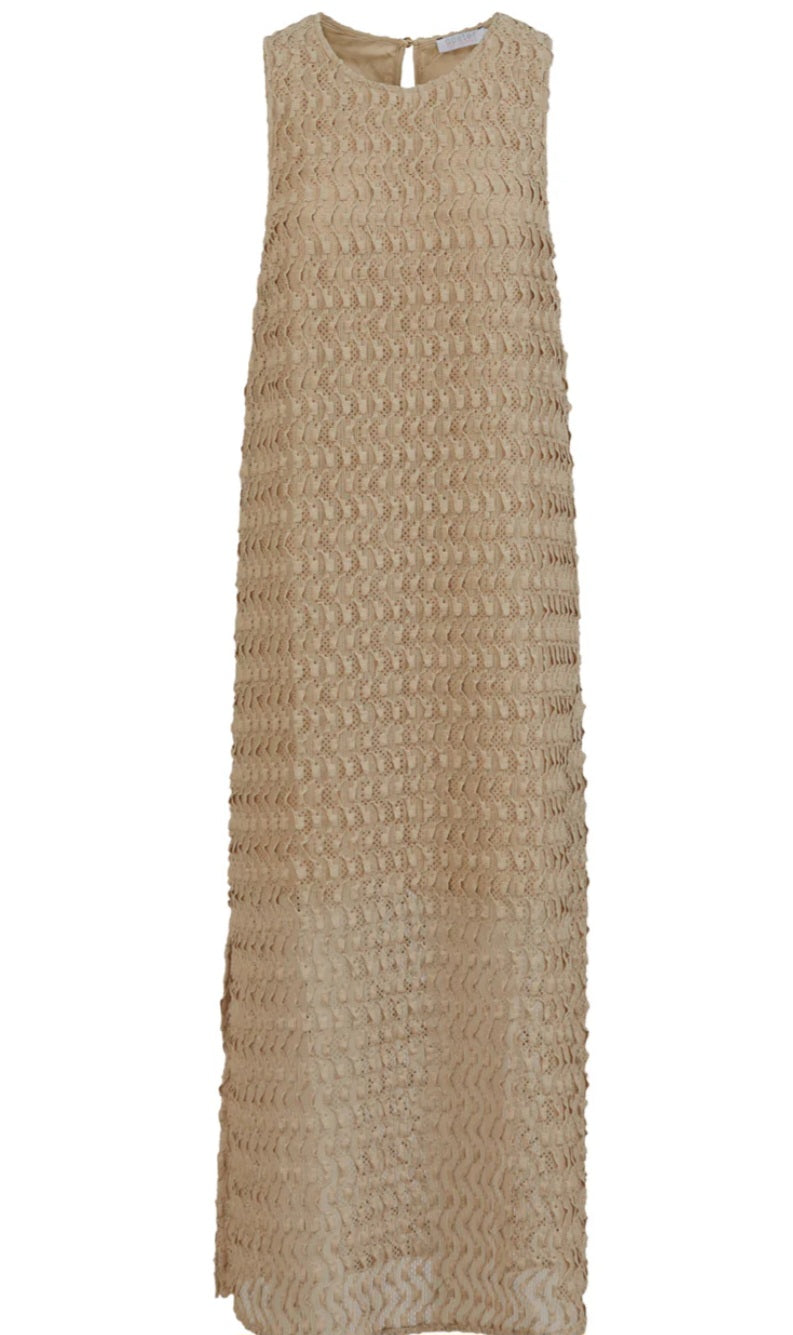 COSTER COPENHAGEN - Dress with strukture and slit, Sand