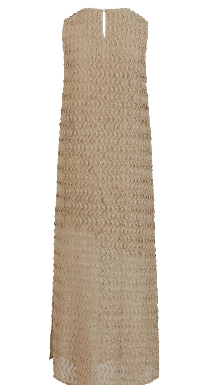 COSTER COPENHAGEN - Dress with strukture and slit, Sand