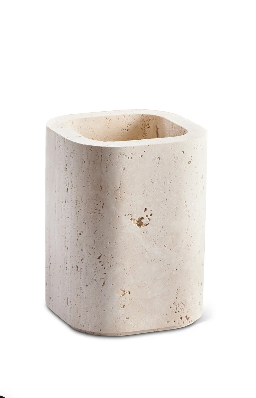 WABI SABI - Siv Vase, L15xB15xH20 cm., Small, Travertin