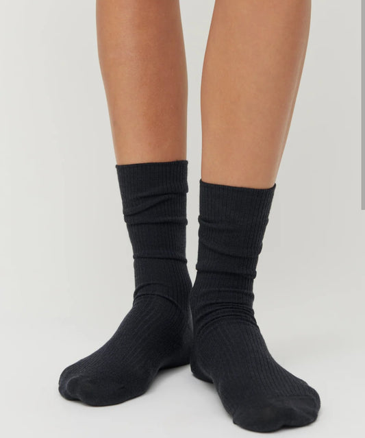 Aiayu - Wool Rib Socks, Black