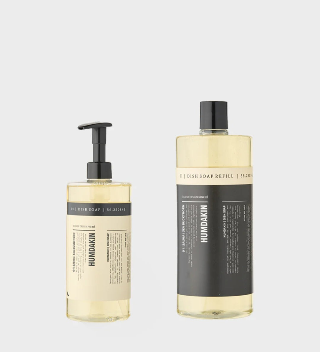 Humdakin - 01 Dish Soap Refill, Salvie & Havtorn, 750 + 1000 ml.