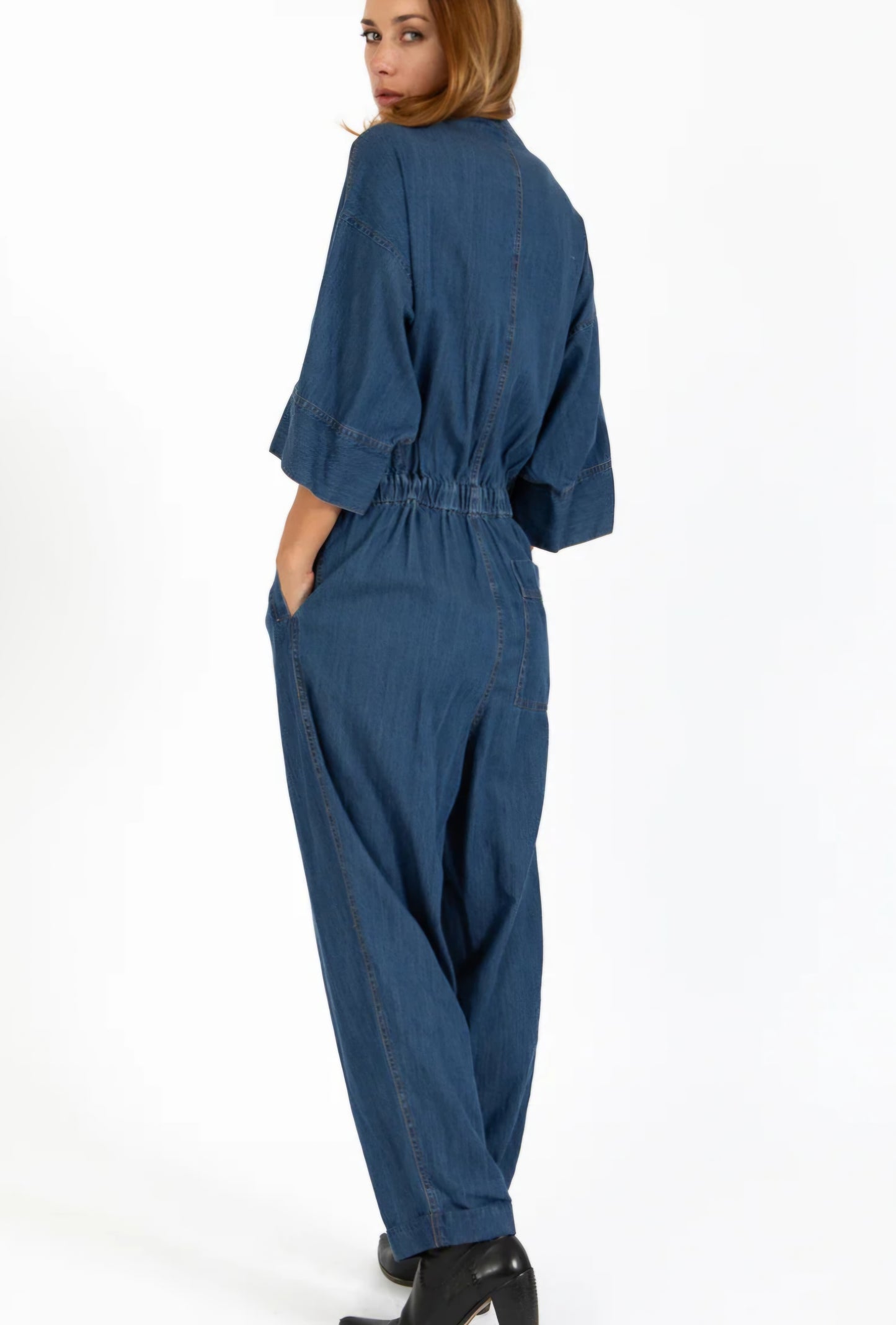 Coster Copenhagen - Buksedragt med bælte, Blue denim