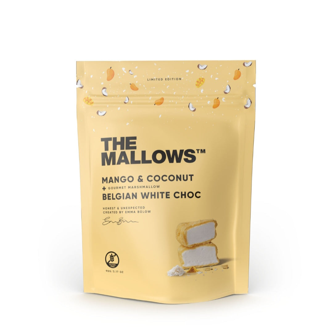 The Mallows - Mango & Coconut, Skumfiduser m/ Mango, Kokos & Hvid Chokolade, 90 gr.