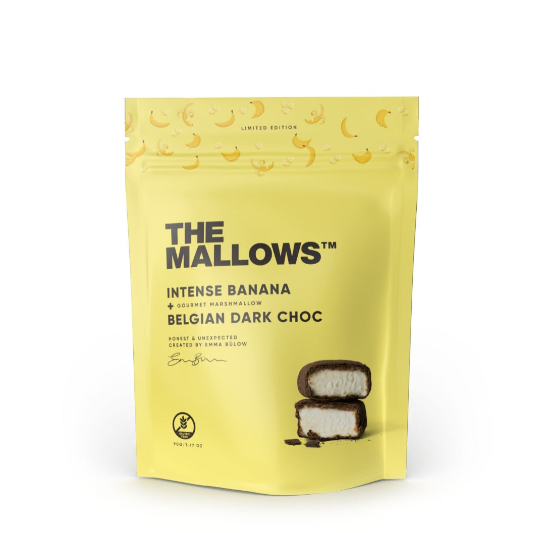 The Mallows - Intense Banana & Dark Choc, Skumfiduser m/Banan & Mørk Chokolade, 90 gr.