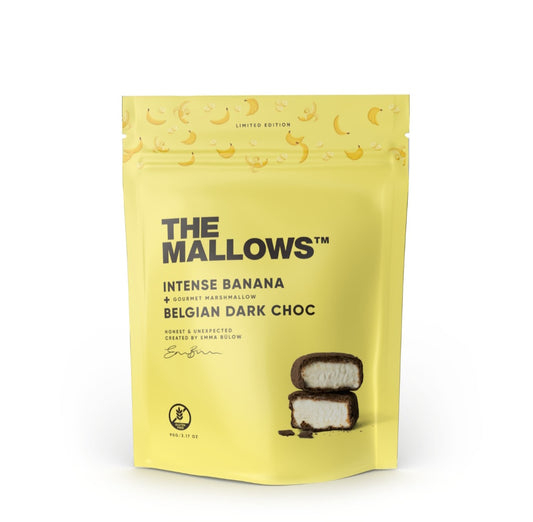 The Mallows - Intense Banana & Dark Choc, Skumfiduser m/Banan & Mørk Chokolade, 90 gr.