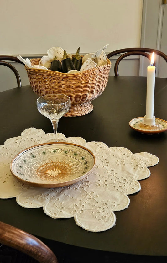 Jou Quilts - Dækkeserviet, Hvid broderie anglaise