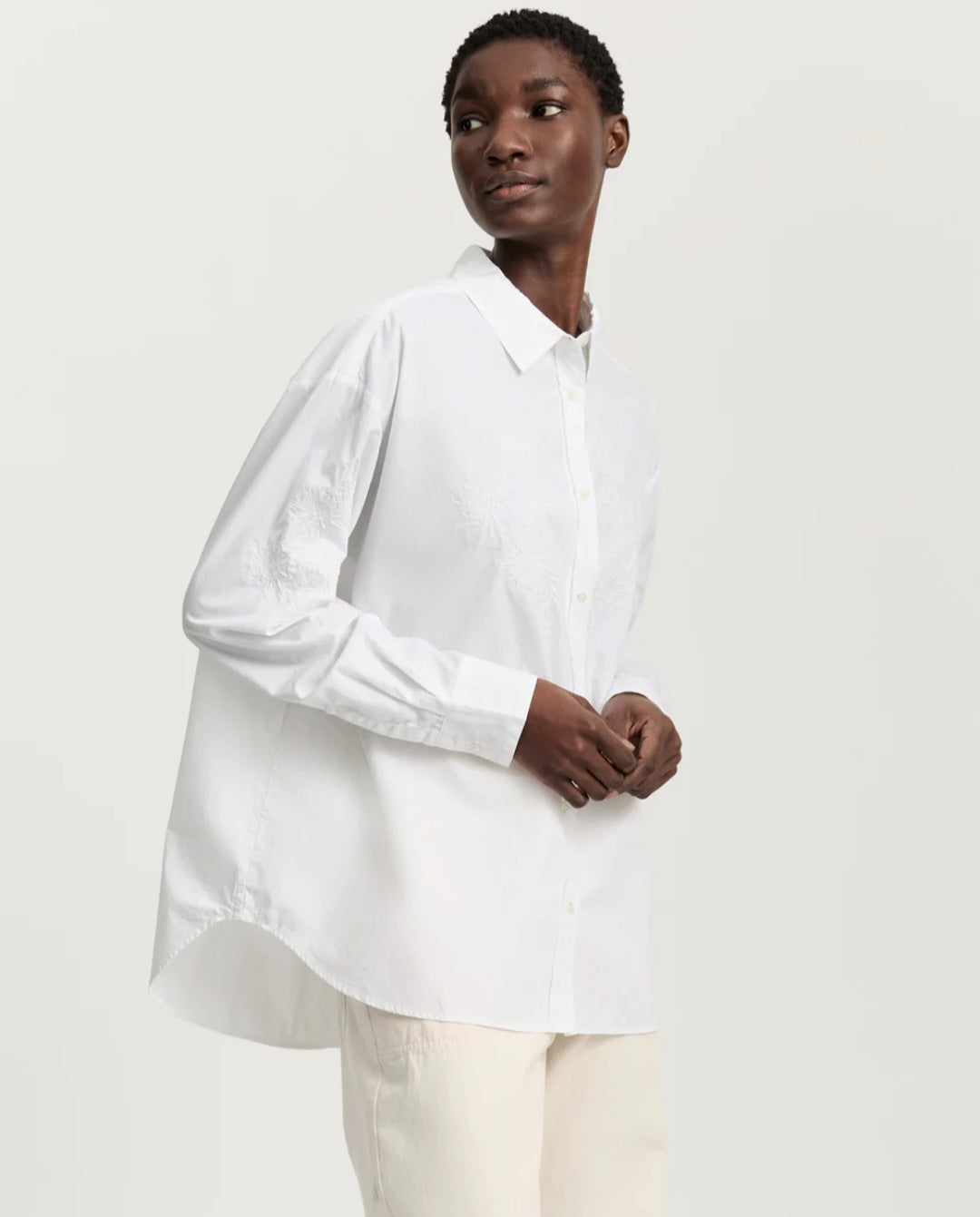 aiayu - Shirt Embroidery, White